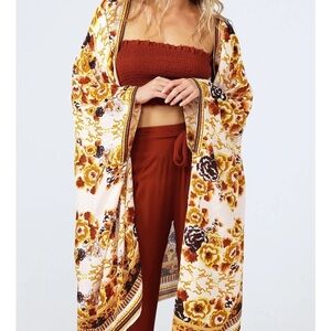 Talisman Twilight fall Flowy earthy boho Floral Cape Kimono cottage Cardigan